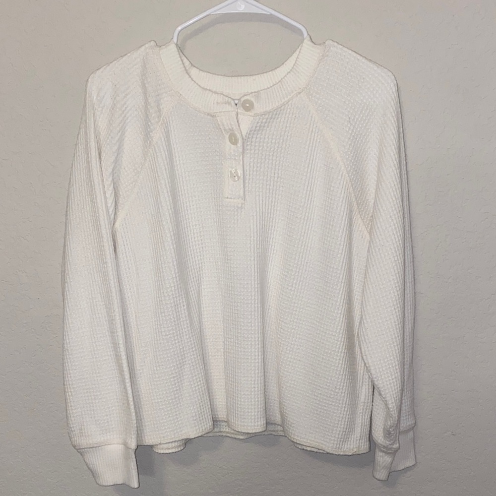 Old Navy Women's Ivory Waffle Knit Sweater